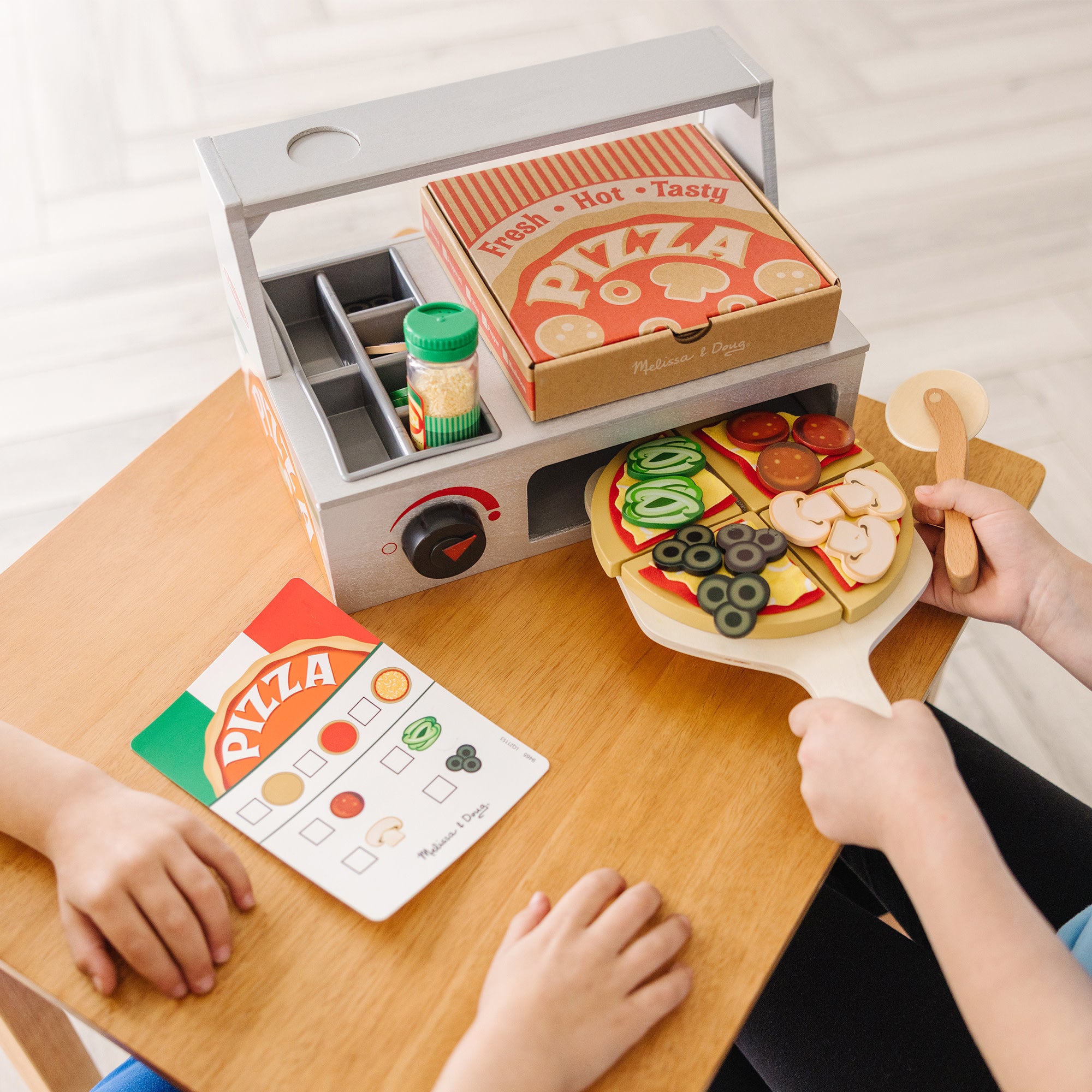 Top & Bake Pizza Counter - Wooden Play Food - Image 5