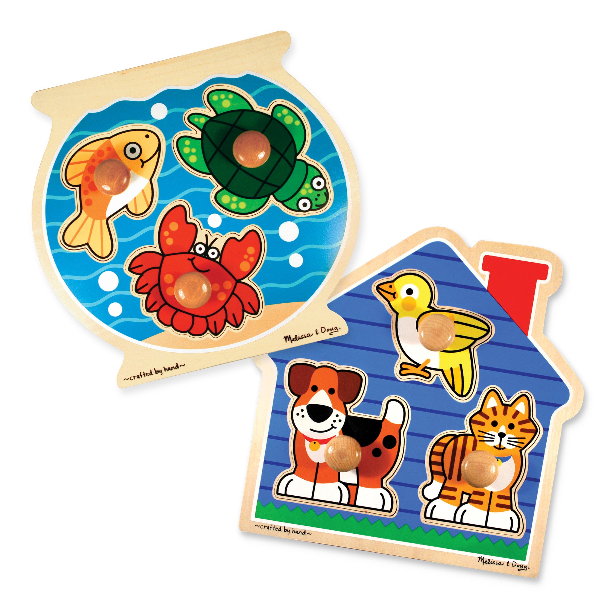 Wooden Jumbo Peg Puzzle 2-Pack: Fish Bowl. House Pets - Image 4