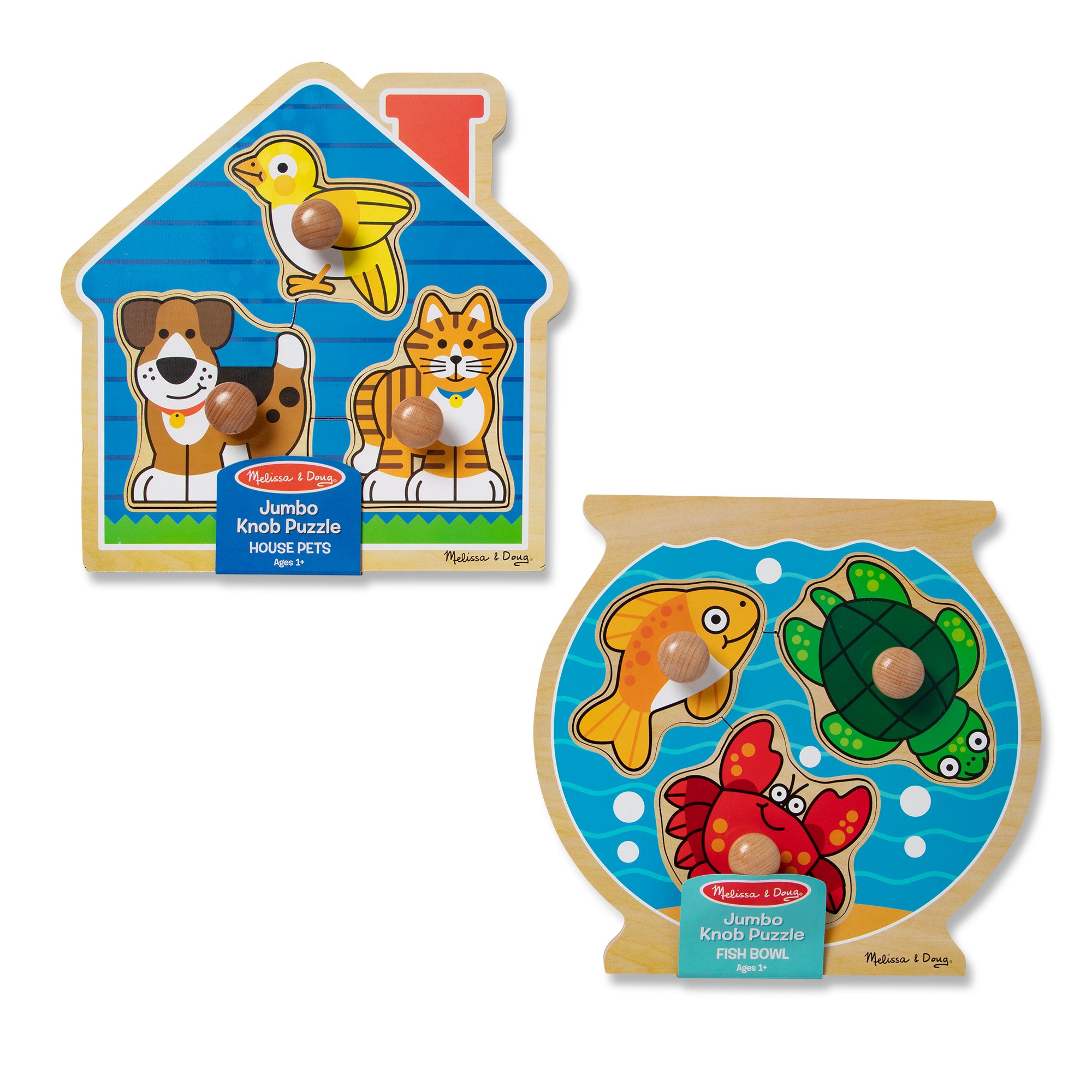 Wooden Jumbo Peg Puzzle 2-Pack: Fish Bowl. House Pets - Image 3
