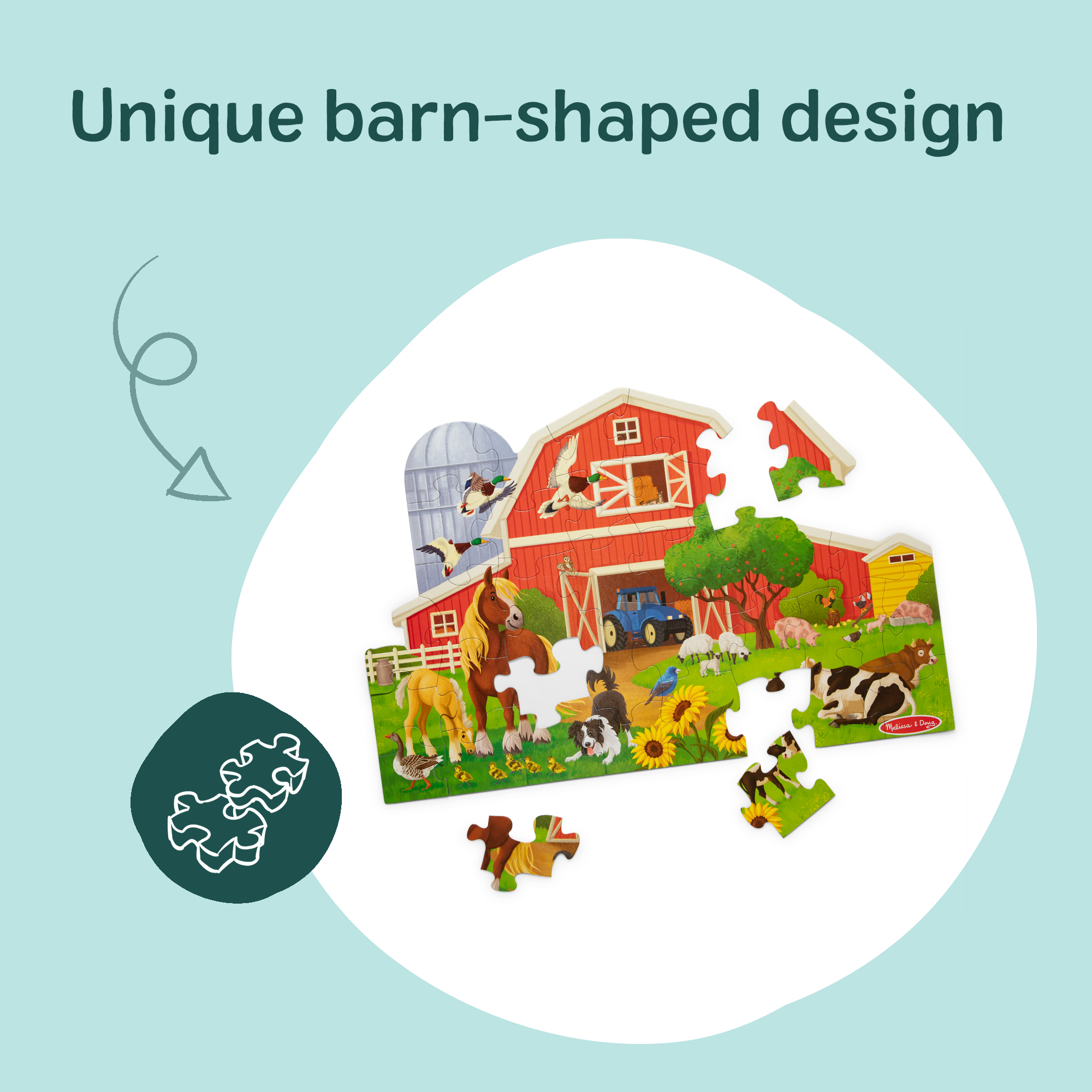 Busy Barn Shaped Floor Puzzle - 32 Pieces - Image 4