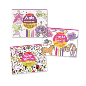 Princess. Fairy. Animals & More Coloring and Sticker Pad Bundle