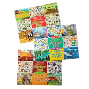 Reusable Sticker Pad 3-Pack: Jungle. Farm. Under the Sea