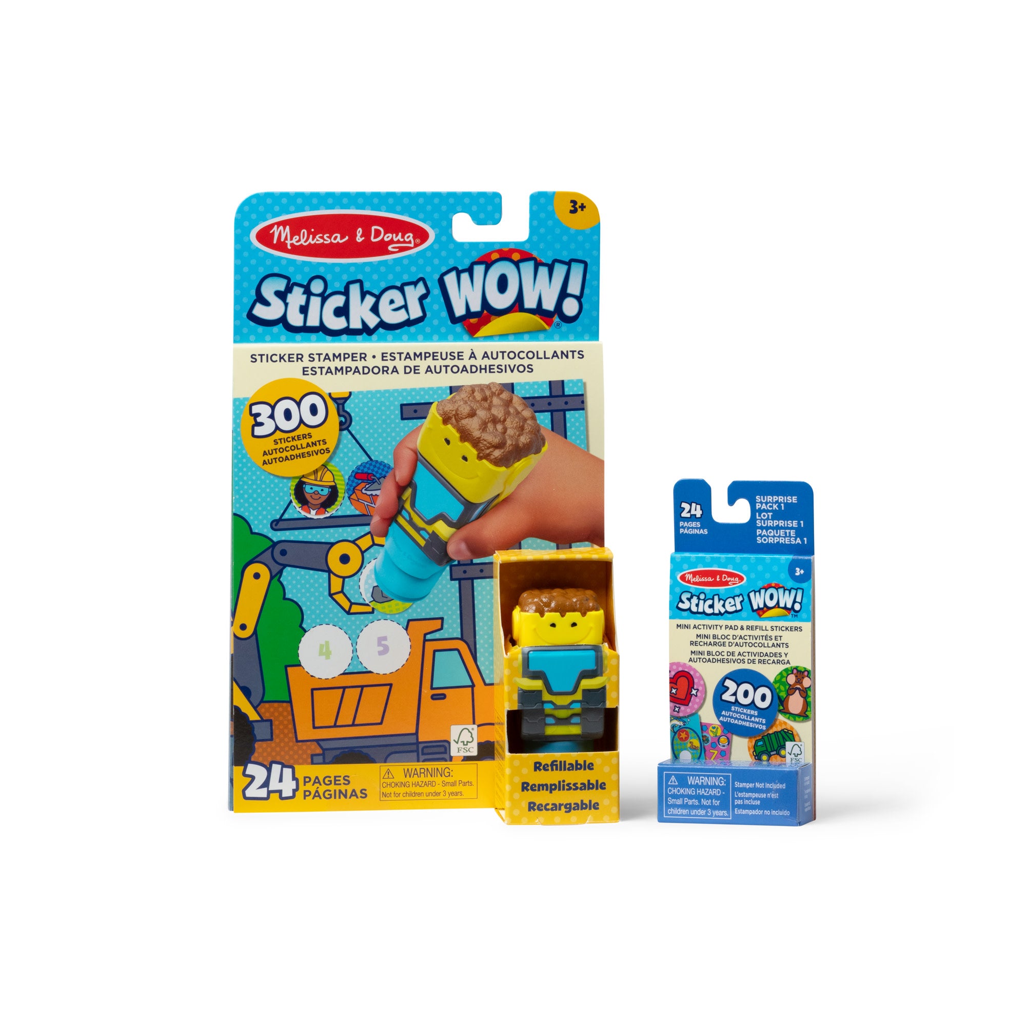 Sticker WOW!™ Bulldozer Bundle: Activity Pad & Sticker Stamper + Mini Activity Pad and 200 Refill Stickers