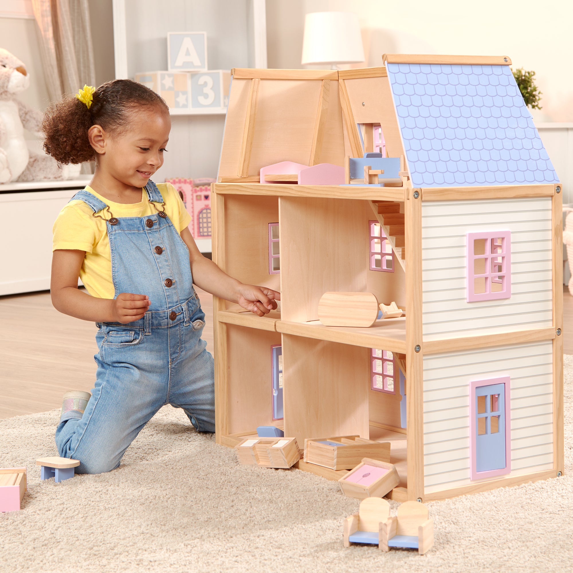 Wooden Multi-Level Dollhouse - Image 10