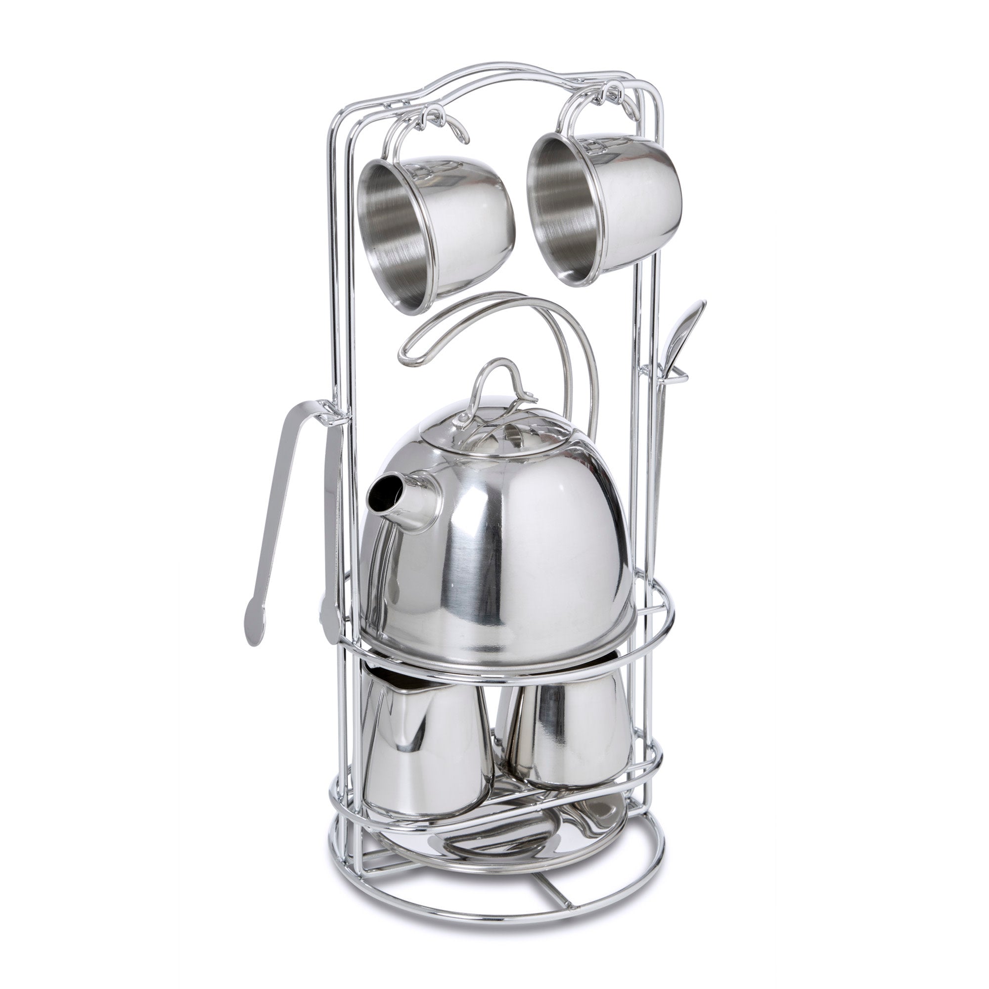 Stainless Steel Tea Set with Storage Stand - Image 4