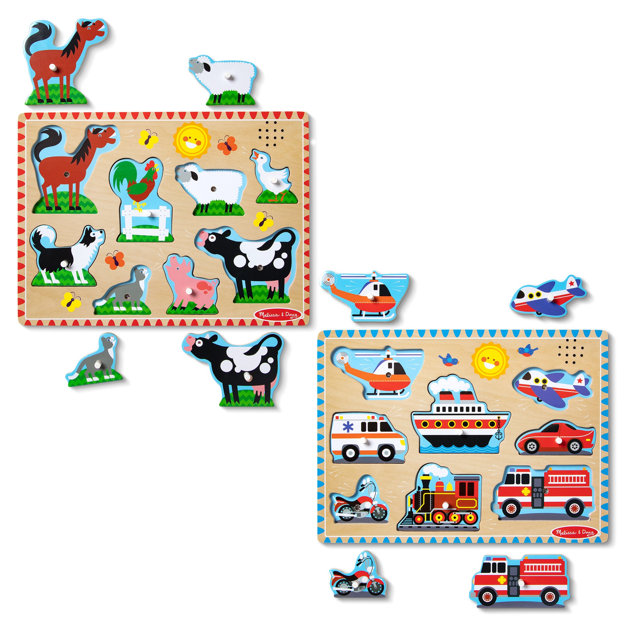 Wooden Sound Puzzle 2-Pack – Farm Animals. Vehicles - Image 5
