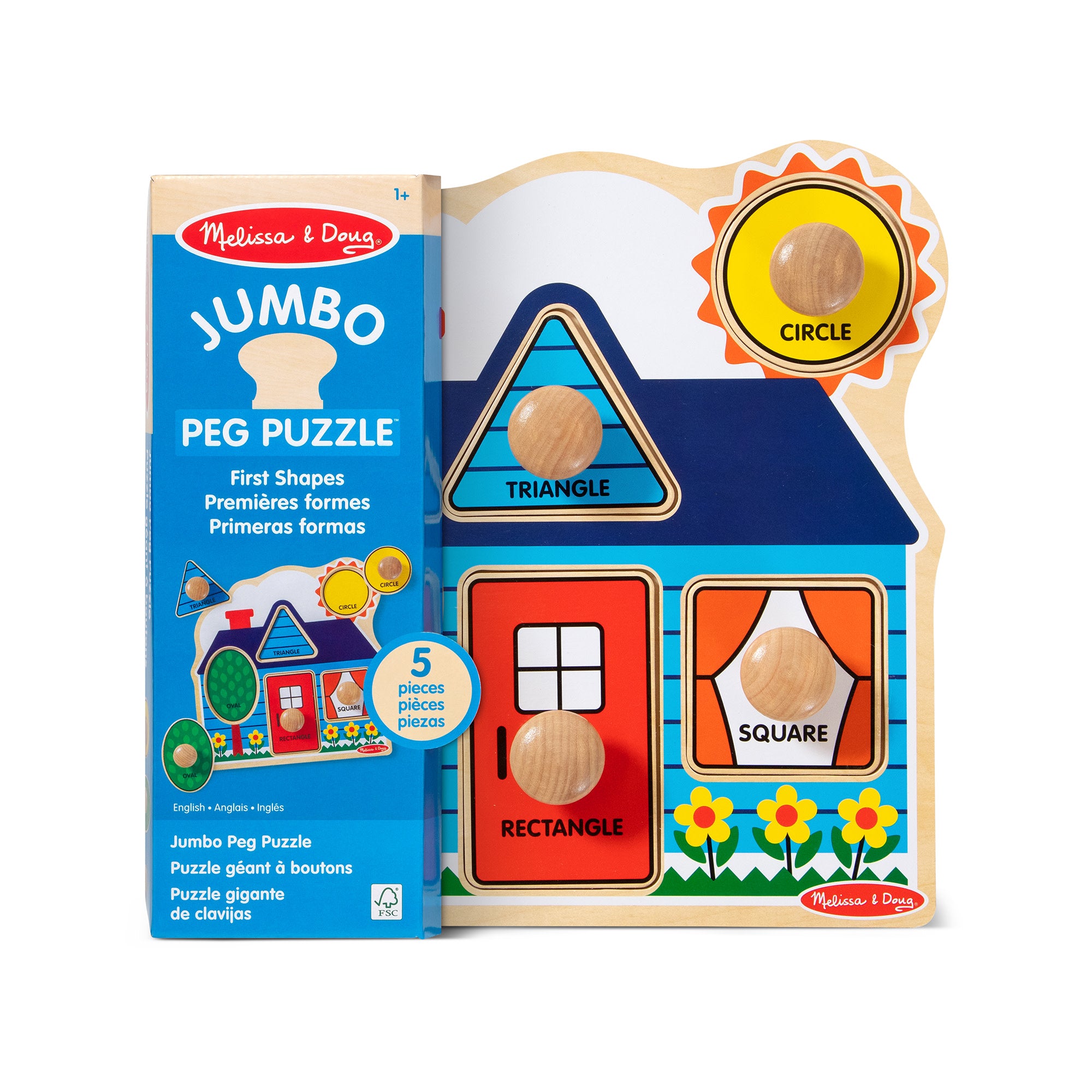 First Shapes Jumbo Peg Puzzle - 5 Pieces - Image 3