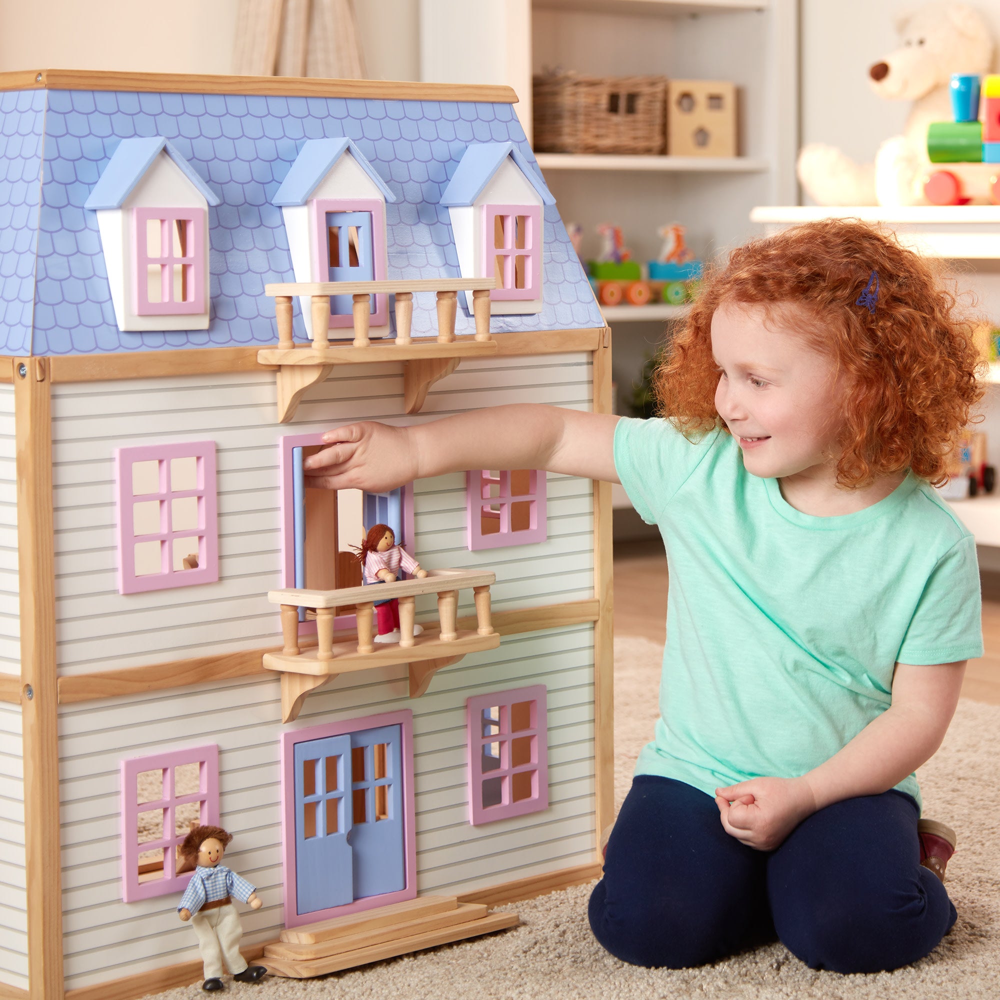 Wooden Multi-Level Dollhouse - Image 7