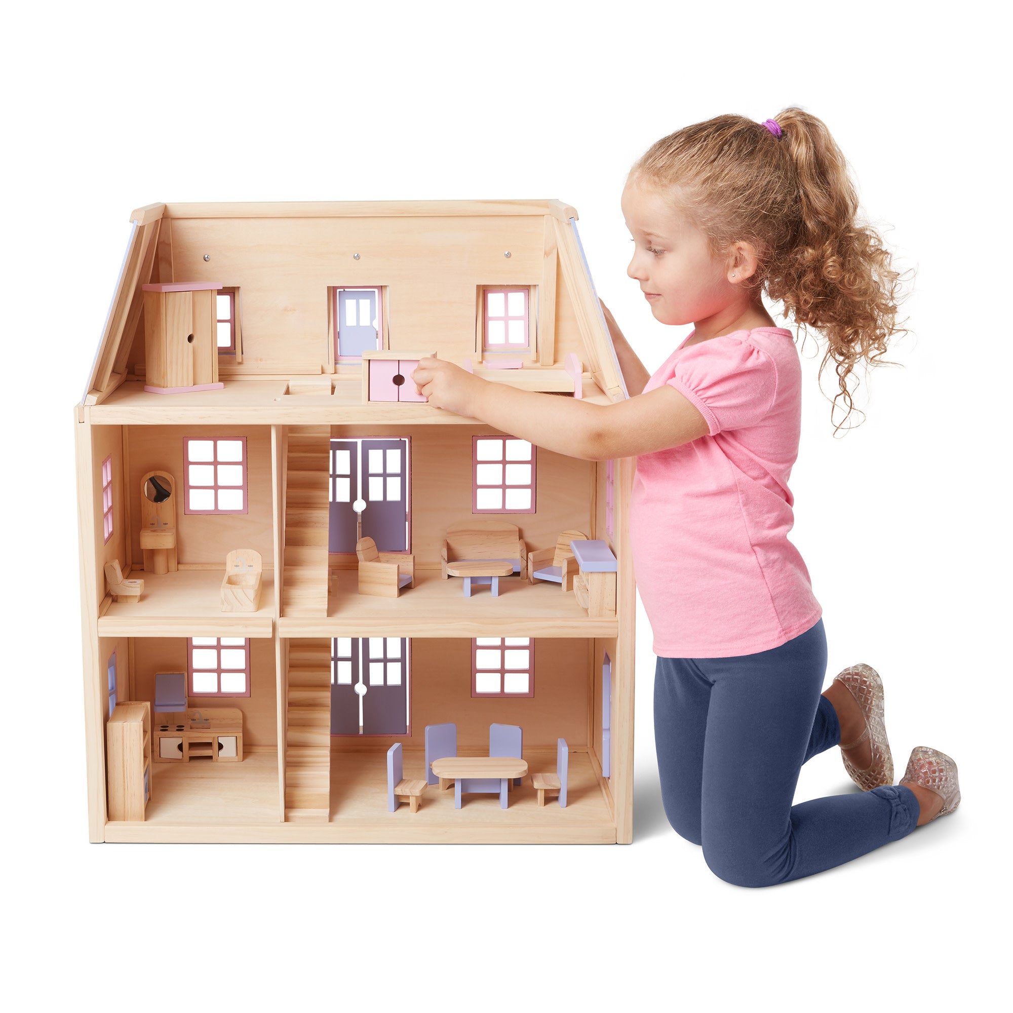 Wooden Multi-Level Dollhouse - Image 8