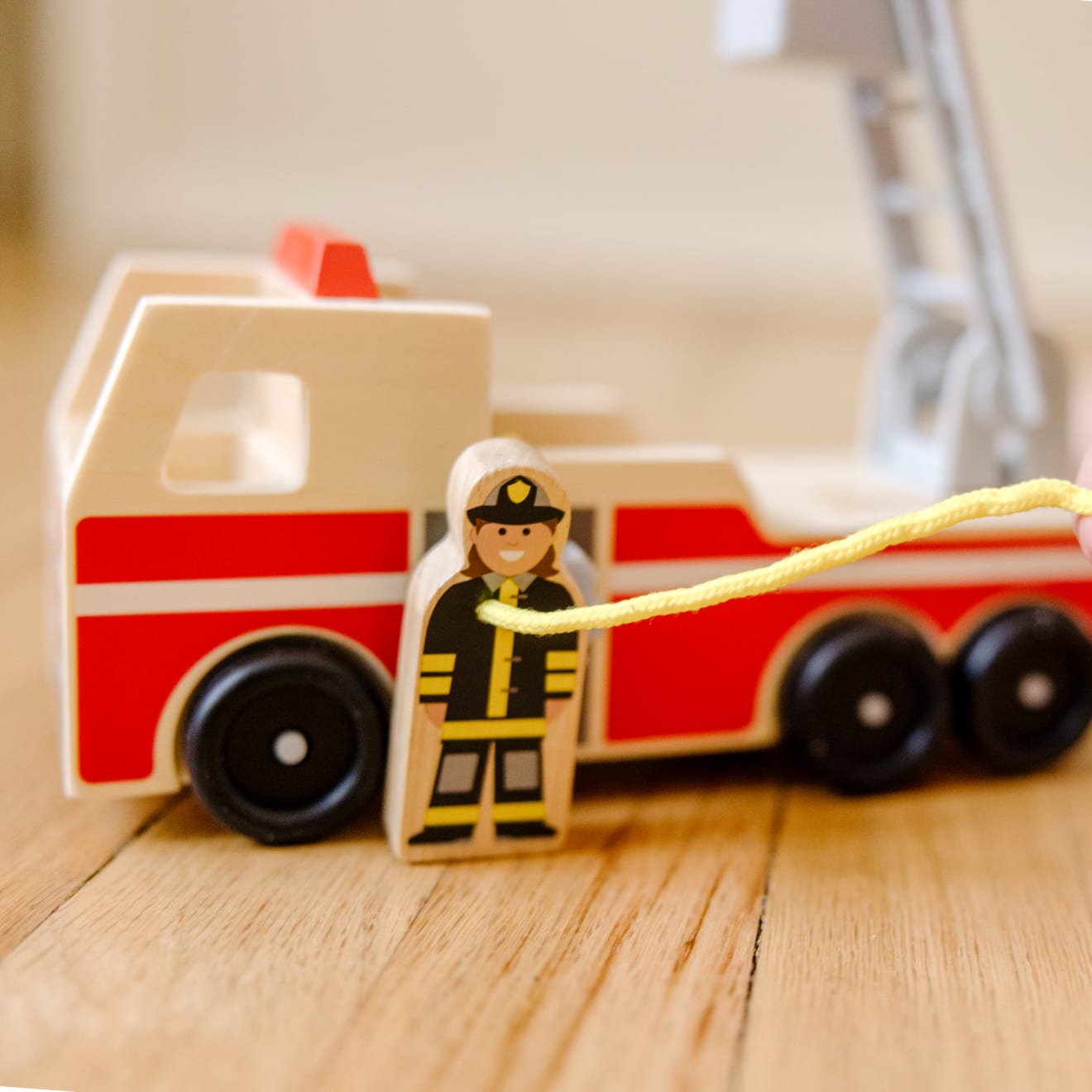 Classic Wooden Fire Truck Play Set - Image 9