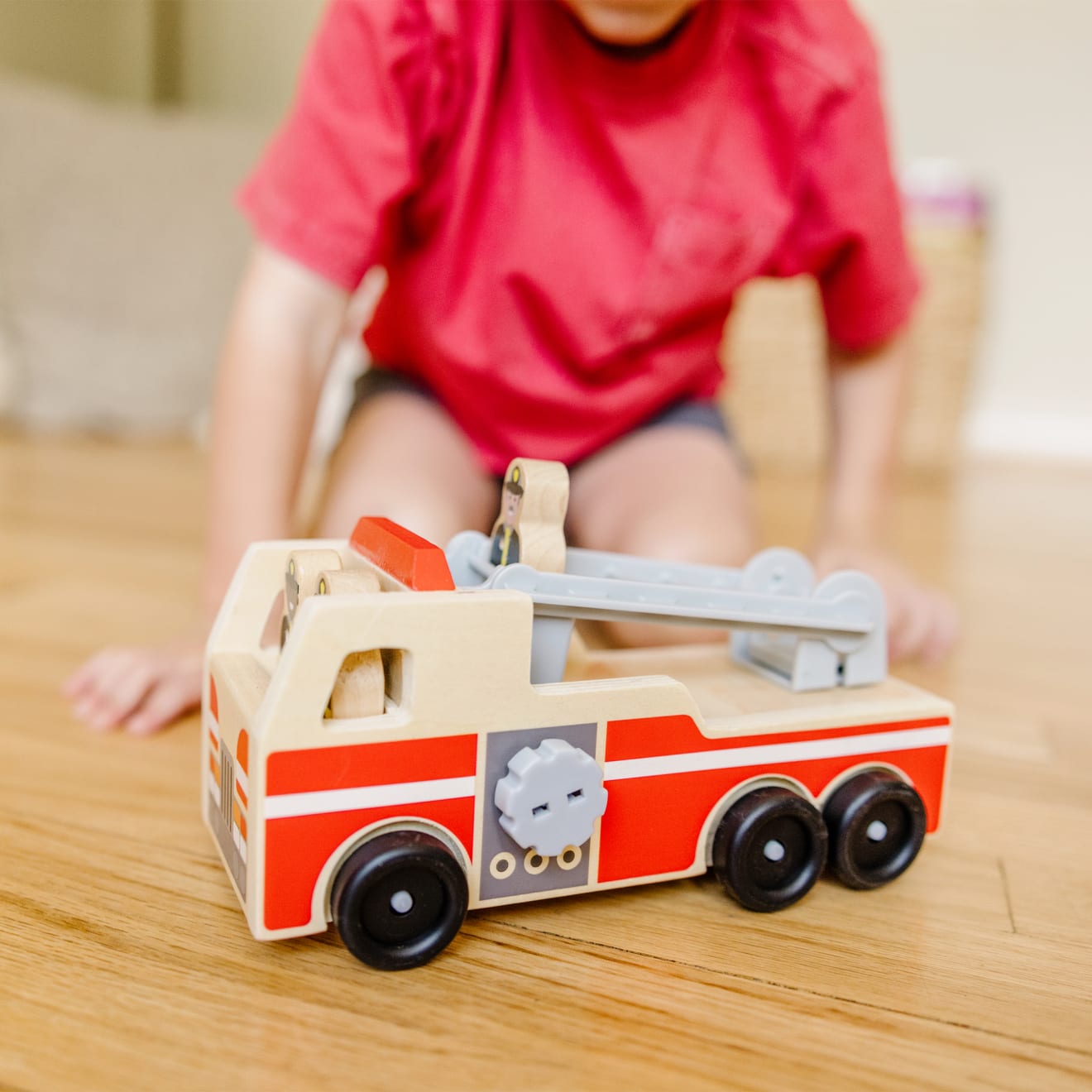 Classic Wooden Fire Truck Play Set - Image 7