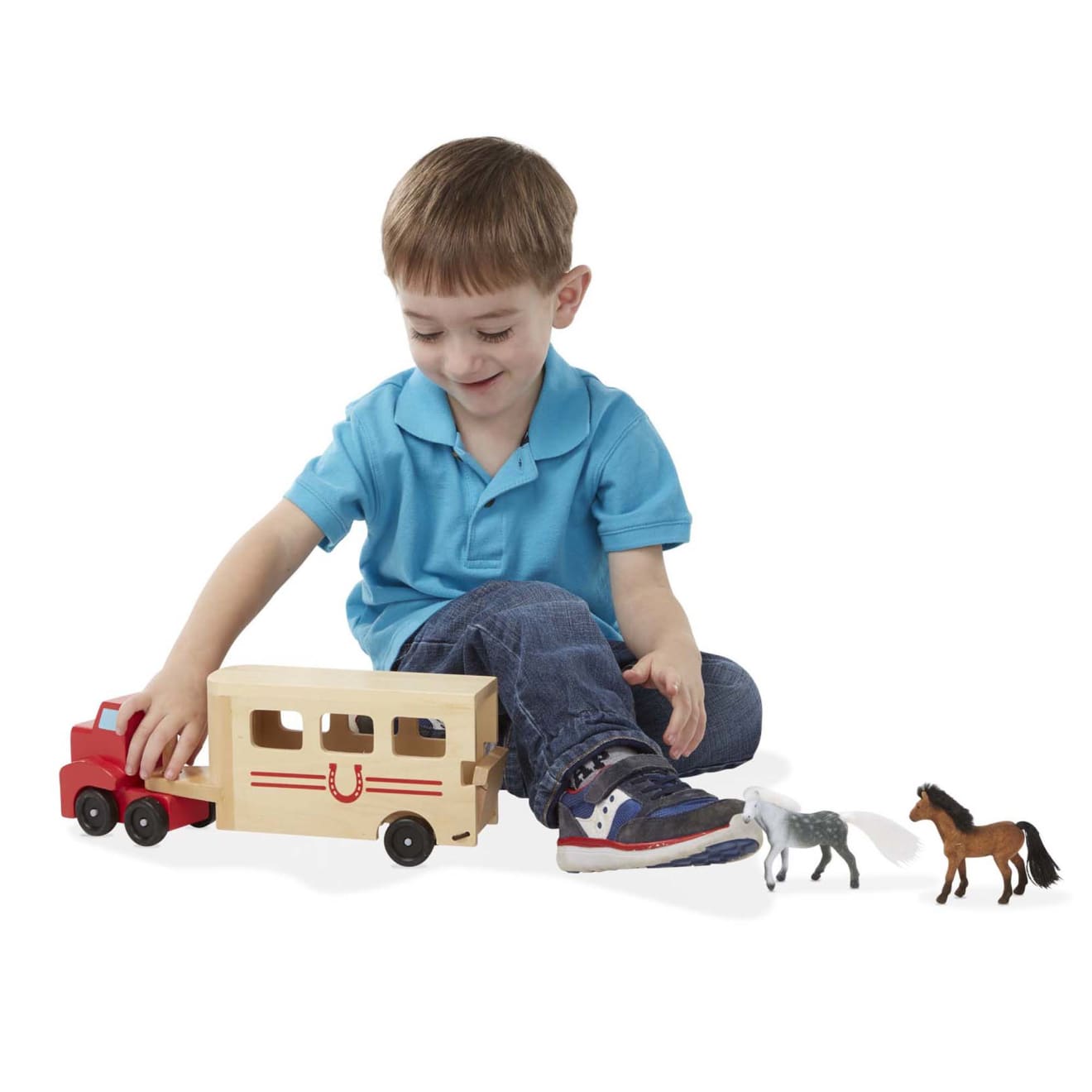 Horse Carrier Wooden Vehicles Play Set - Image 8
