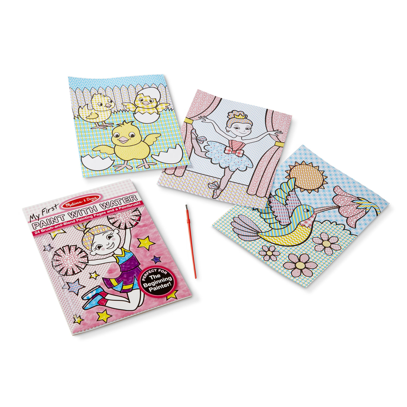 My First Paint With Water Kids' Art Pad With Paintbrush - Cheerleaders. Flowers. Fairies. and More - Image 4