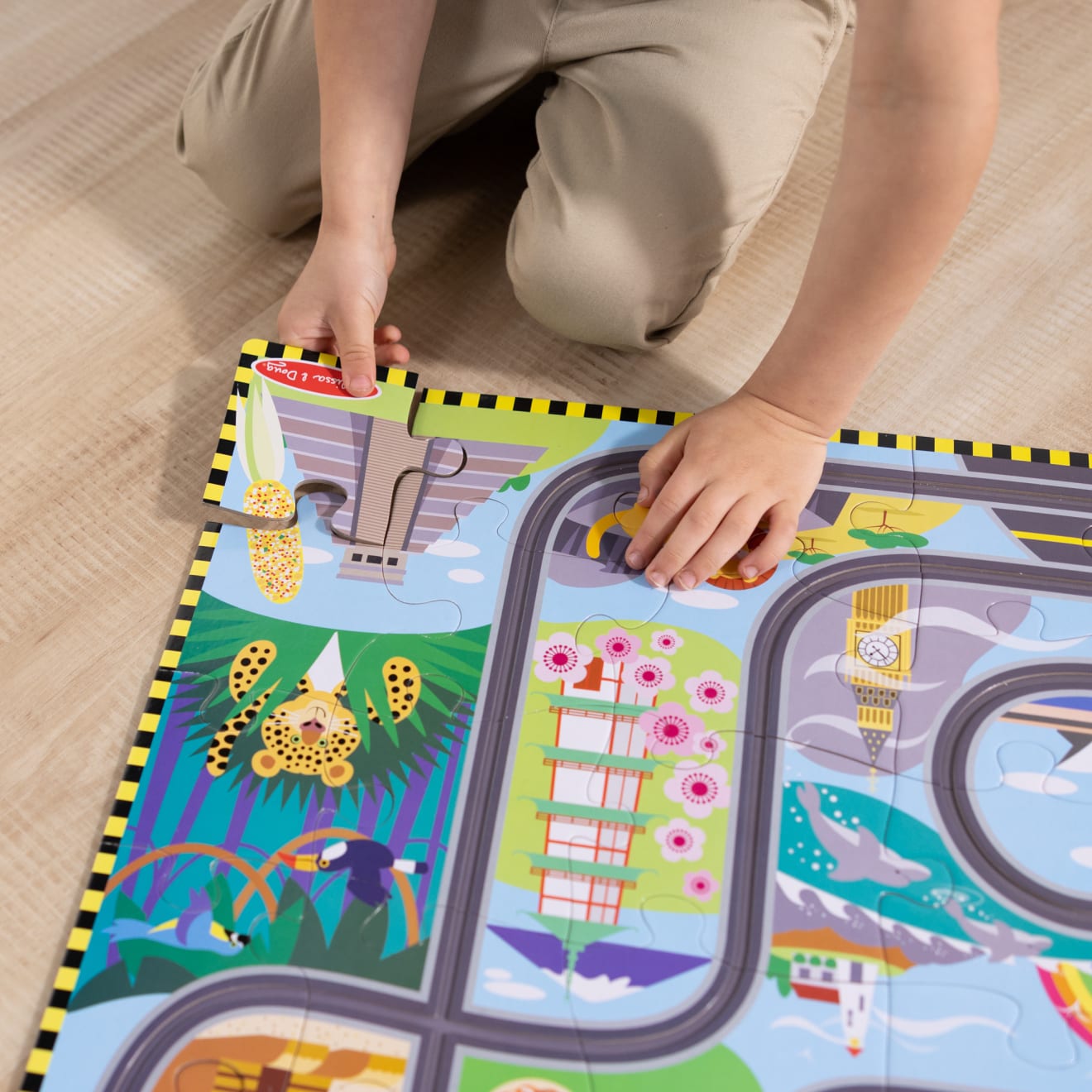 Race Around the World Tracks Floor Puzzle - 48 Pieces - Image 5