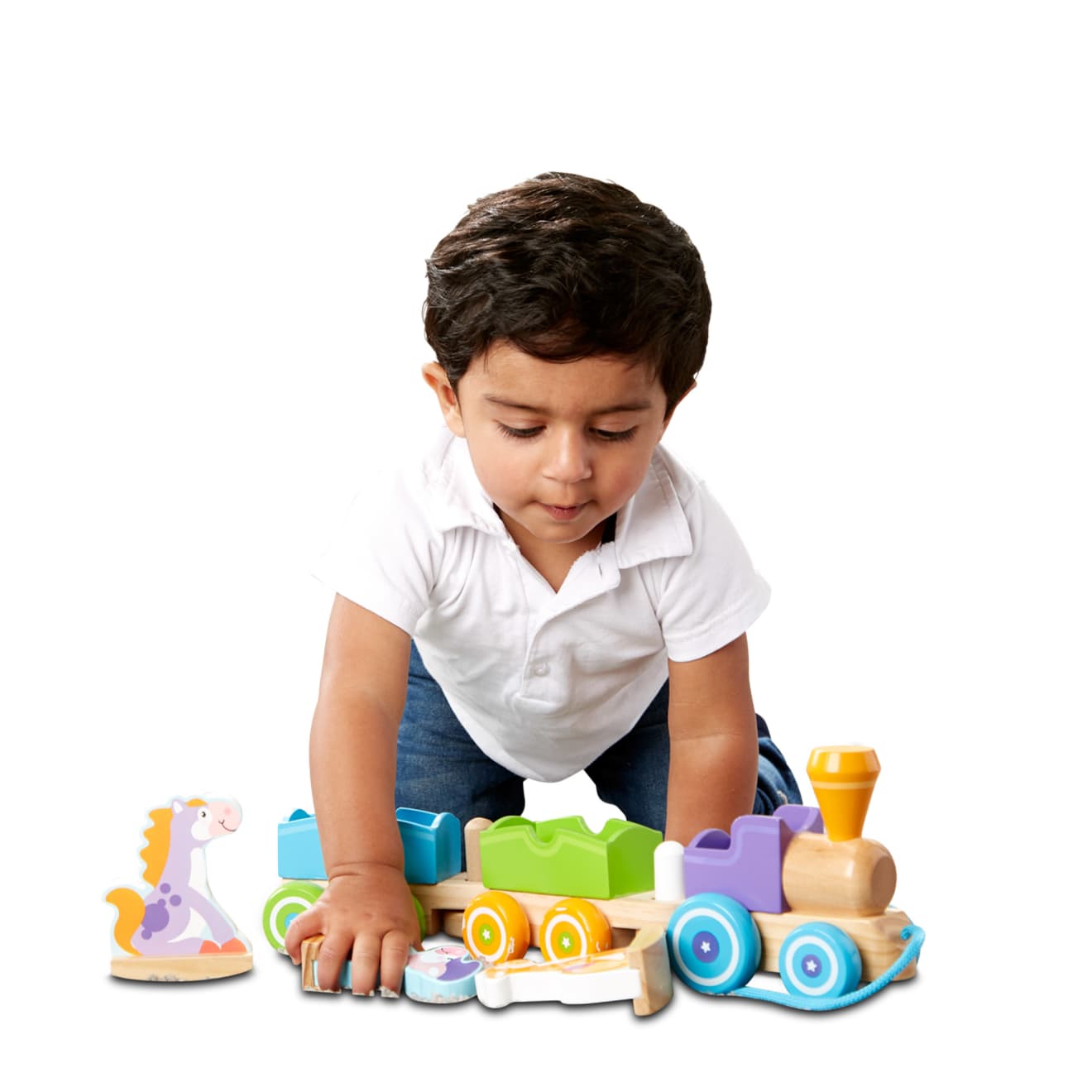 First Play Wooden Rocking Farm Animals Pull Train - Image 5