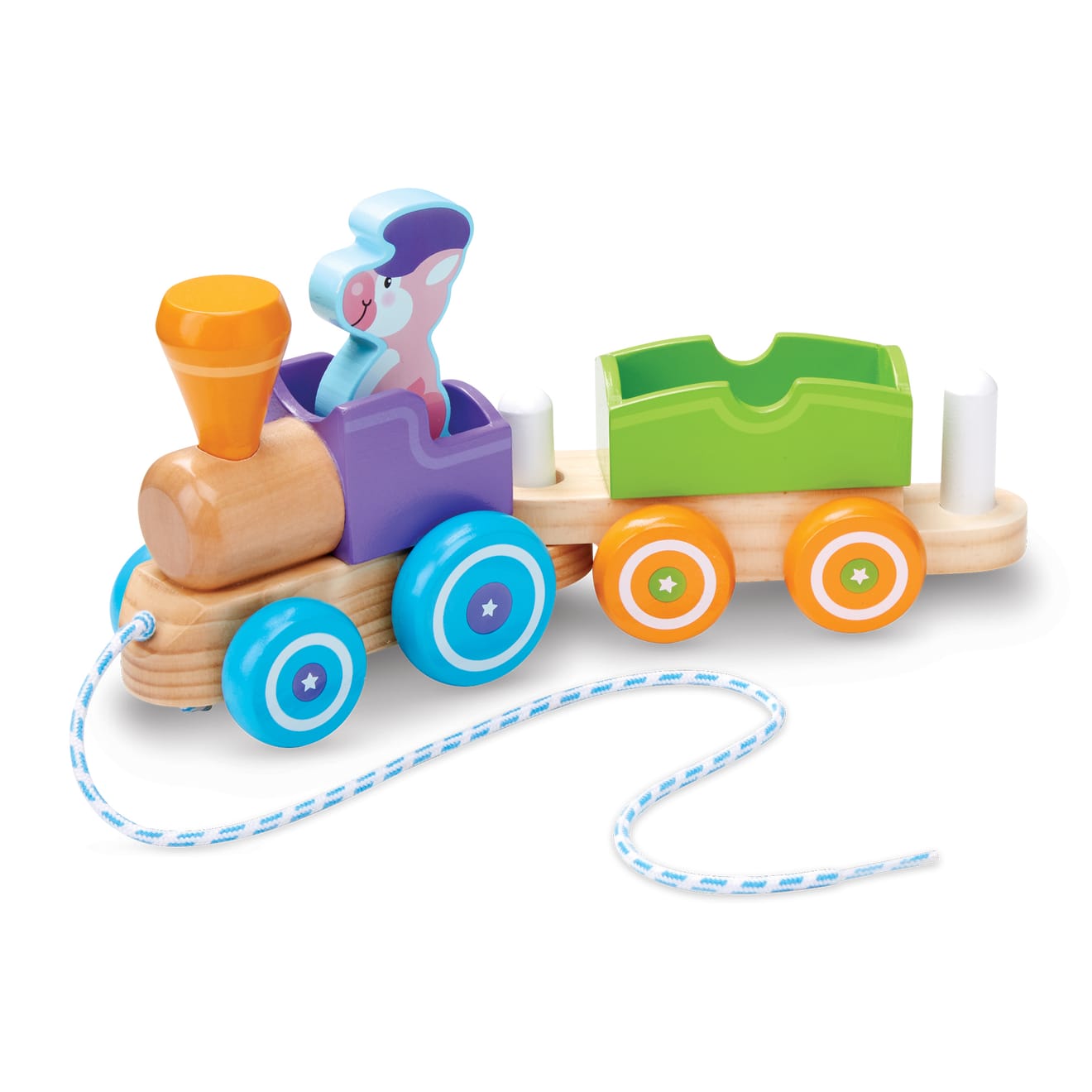First Play Wooden Rocking Farm Animals Pull Train - Image 6