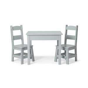 Wooden Table & 2 Chairs - Gray