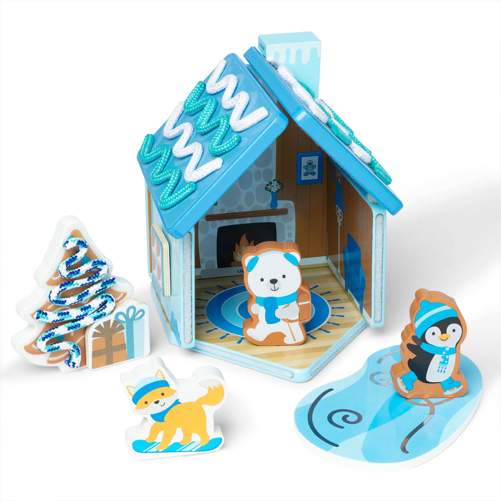 Wooden Gingerbread House Play Set – Winter Frost