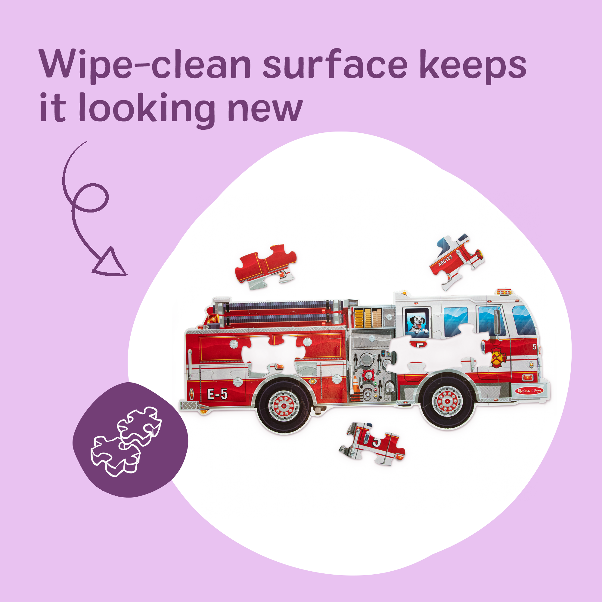 Giant Fire Truck Floor Puzzle - 24 Pieces - Image 4