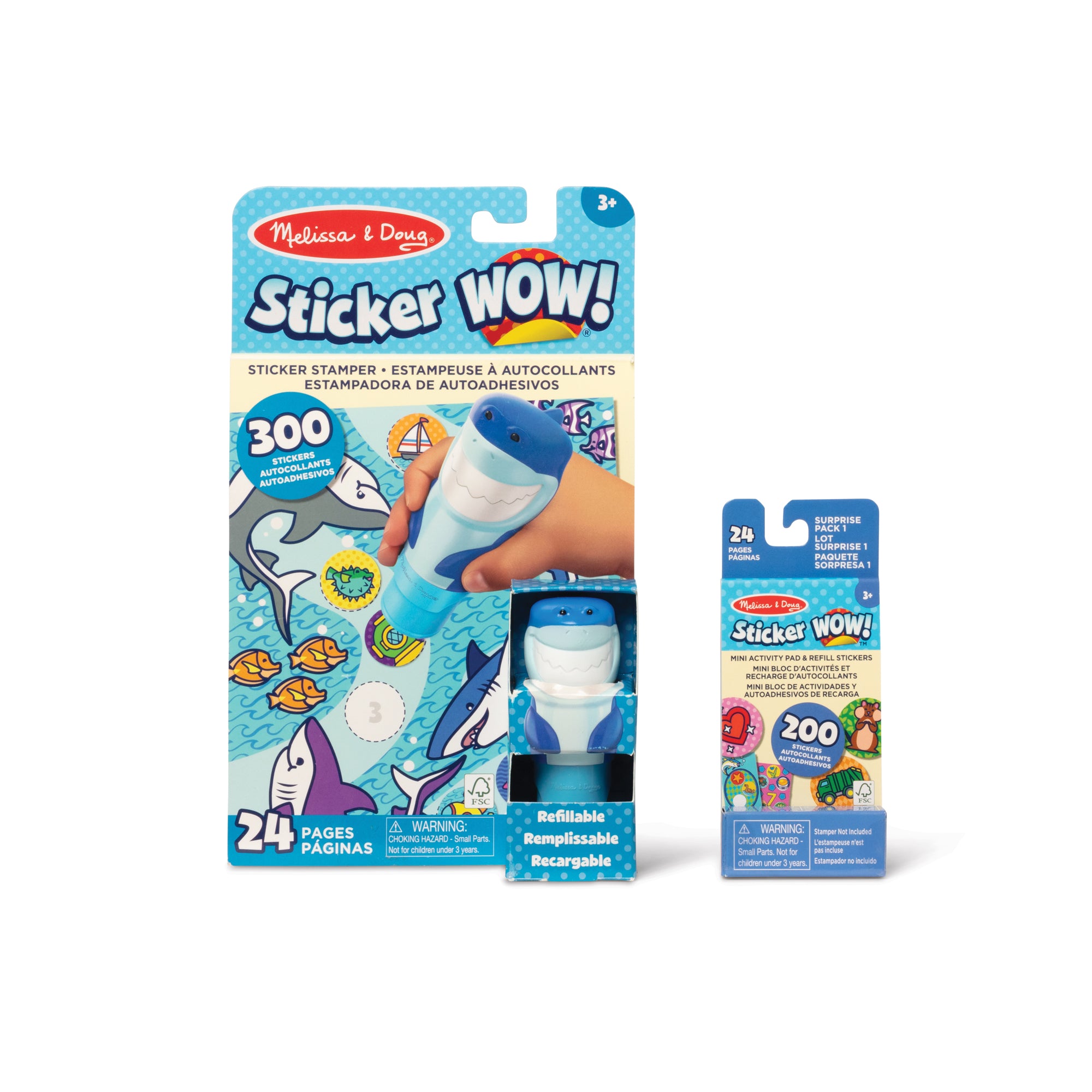 Sticker WOW!™ Shark Bundle: Activity Pad & Sticker Stamper + Mini Activity Pad and 200 Refill Stickers