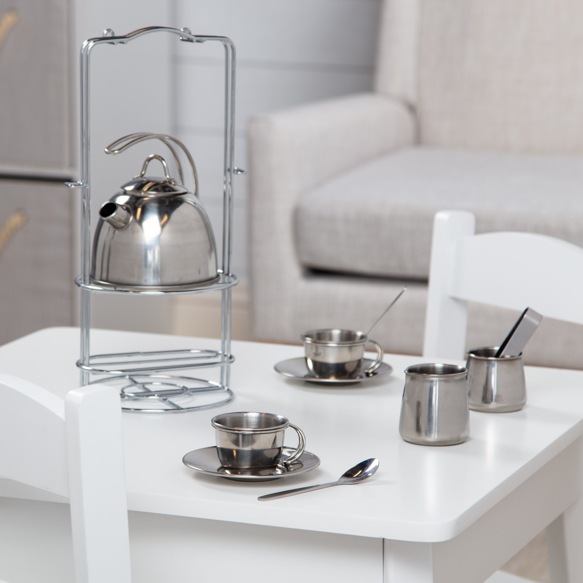 Stainless Steel Tea Set with Storage Stand - Image 8